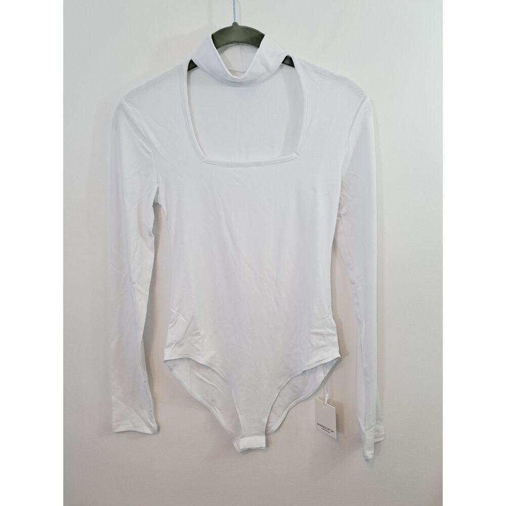 Mangopop New! Women's White Bodysuit In Size XS Classic Scoopneck